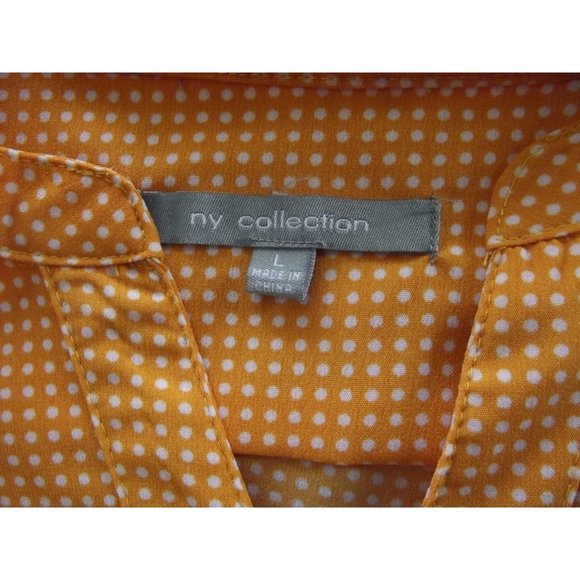 NY Collection Gold Polkadot Sleeveless Button Shirt Size Large white pockets - Picture 3 of 10